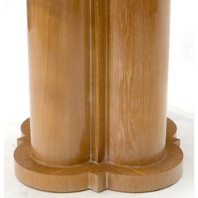 Cerused Oak Triple Cylinder Base 52" Round Glass Top Dining Conference Table For Sale - Image 10 of 12