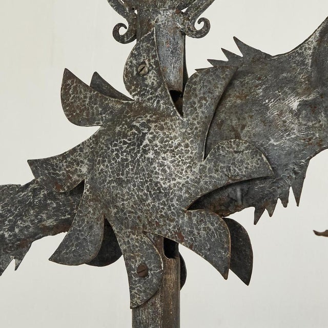 Brutalist Fish Lantern Floor Lamp in Wrought Iron, 1960s For Sale - Image 9 of 15