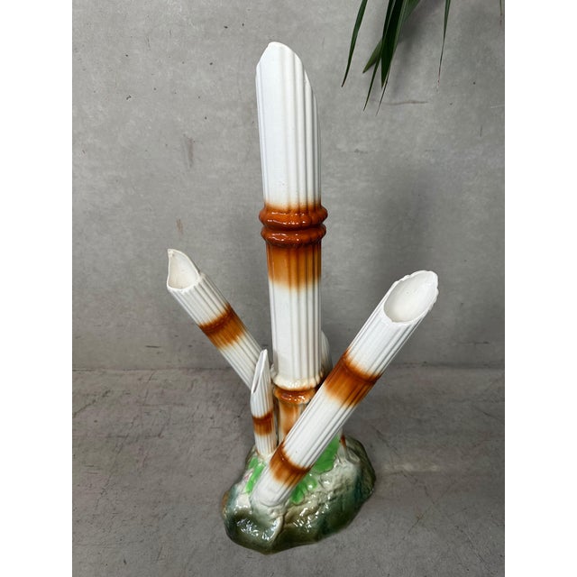 Vintage Faux Bamboo Vase from Manufacture Imperiale et Royale de Nimy, 1950s For Sale - Image 6 of 11
