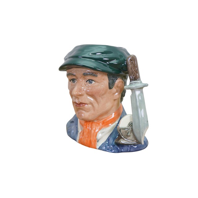 Large vintage Royal Doulton 6819 porcelain character jug of Little Mester Museum Piece featuring a Sheffield grinder with...