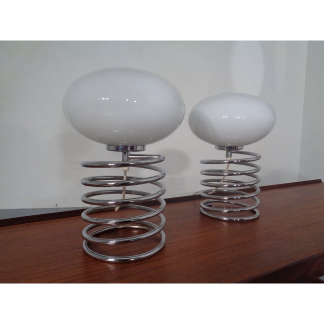 Opaline Glass and Chrome Spiral Table Lamp by Ingo Maurer for Honsel, Germany, 1970s For Sale - Image 13 of 13