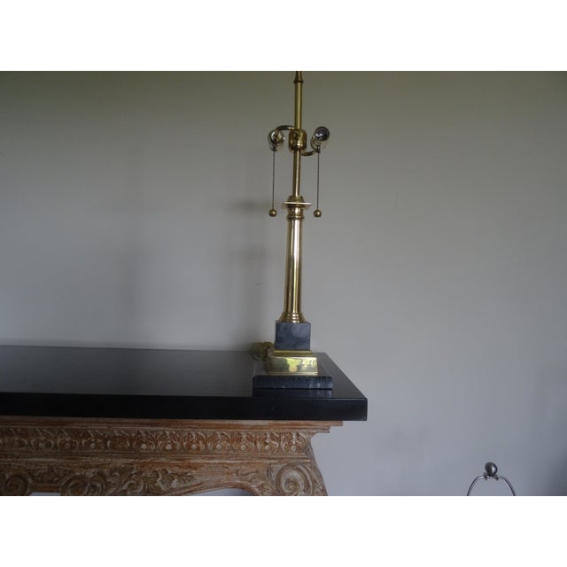 Classic Brass and Marble Column Lamp with 2 doubles sockets no shade