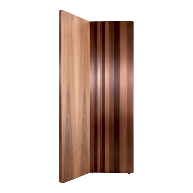2015 Bartoli Design With Laurameroni Contemporary Metal and Wood Two-Panel Screen For Sale
