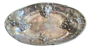 Vintage 1903 Quadruple Silver Plated With Grape Decorated Patented Tray