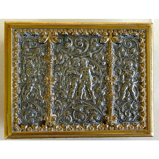Art Nouveau Antique Erhard & Sohne Jewelry Trinket Box Gold Silver For Sale - Image 3 of 6
