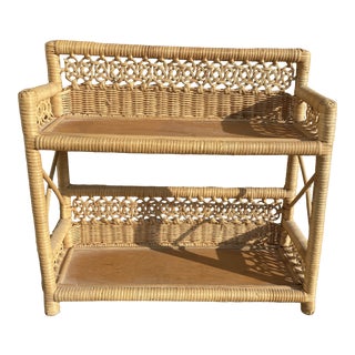 Vintage 1980s Wicker Wall Shelf For Sale