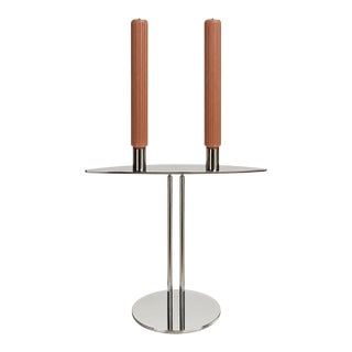 1980s Peter Maly for Wilkens Stainless Steel Two-Light Candelabrum For Sale