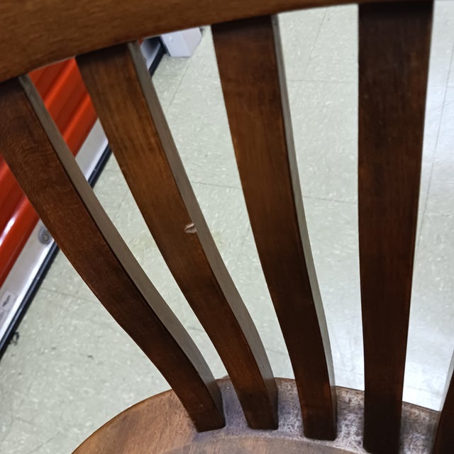 Brown Mid-Century Traditional Taylor Chair Co. Solid Birch Walnut Swivel Banker's Chair For Sale - Image 8 of 14