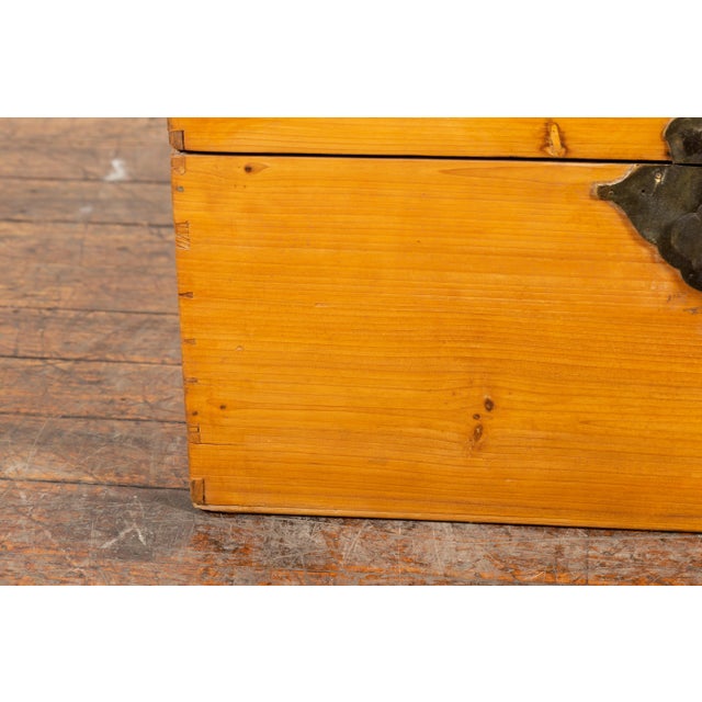 Chinese Early 20th Century Elm Blanket Chest with Honey Toned Patina For Sale - Image 11 of 13