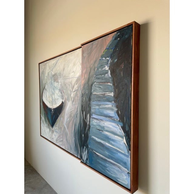 1989 Large - Vintage Impressionism Abstract Oil Painting, Signed For Sale - Image 4 of 12