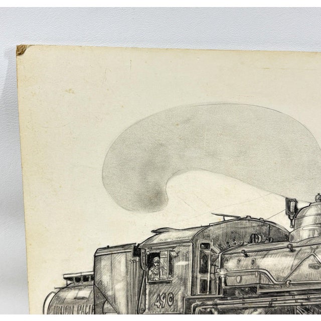 1980s 1980 Steve Le Bailly Original Graphite Illustration of Union Pacific #490 For Sale - Image 5 of 8