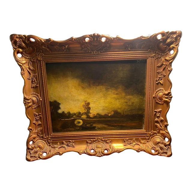 Antique Boat Watermen Oil Painting 19th Century For Sale