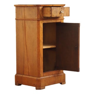 Antique Louis Philippe Bedside Table in Burr Walnut with Marble Top, 1860s For Sale