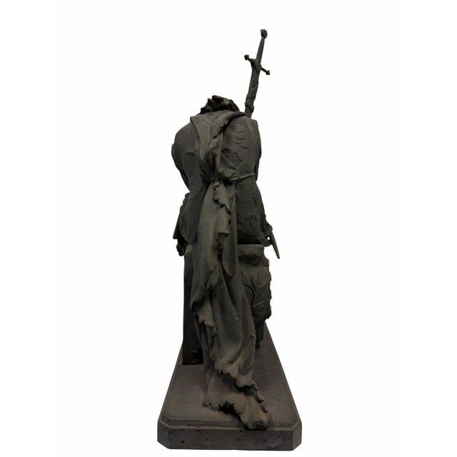 Bronze Antique French Patinated Spelter "Le Cid" Sculpture by Eugène Laurent For Sale - Image 8 of 9