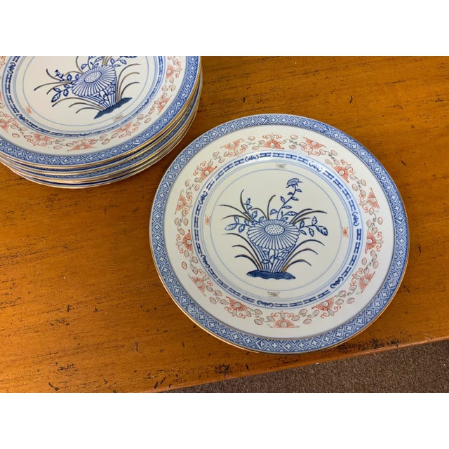 Chinoiserie Late 20th Century Chinoiserie Rice Dinner Plates - Set of 6 For Sale - Image 3 of 9