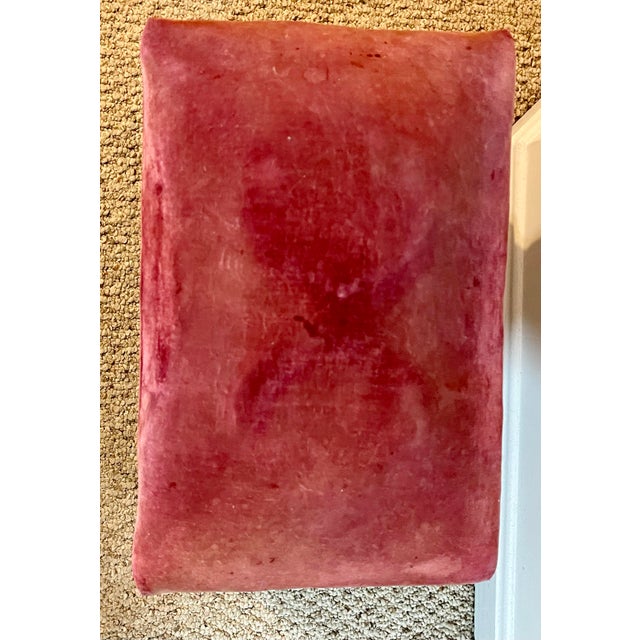 Antique American Empire Classical Mahogany Footstool W/ Pink Velvet For Sale - Image 9 of 10