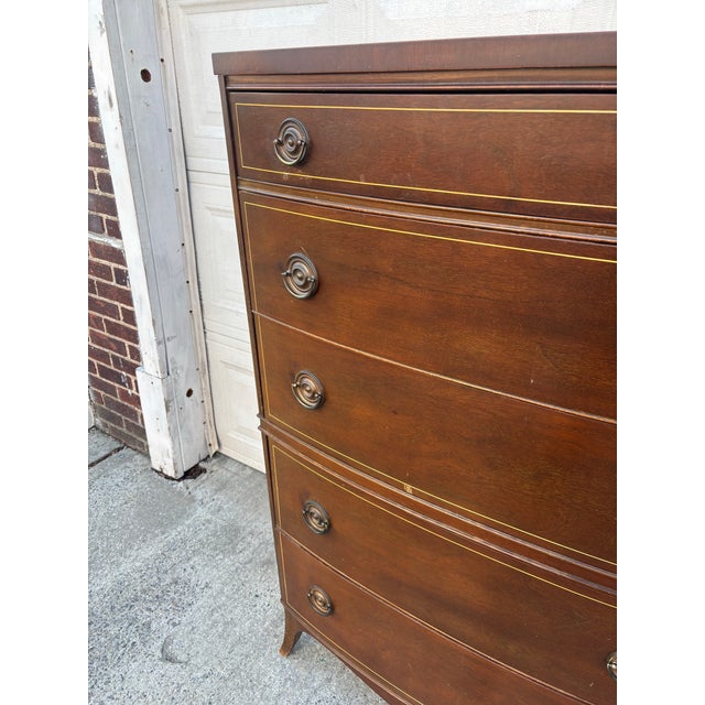 Early 20th Century Antique Mahogany Highboy Dresser | Early 1900s Colonial Revival Tall Chest of Drawers | Traditional American Bedroom Furniture | Solid Wood For Sale - Image 5 of 12
