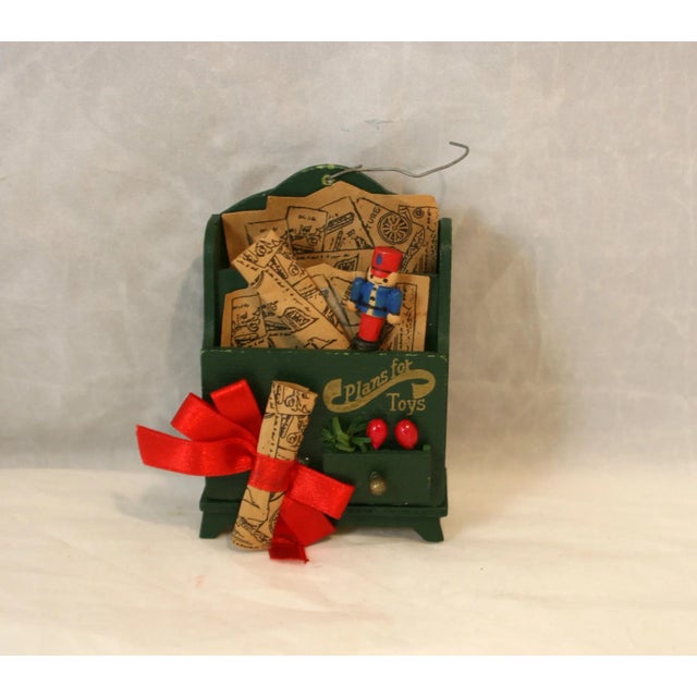 Vintage Hand-Crafted Plans For Toys Drafting Cabinet Hanging Ornament Made In Taiwan This hanging Christmas ornament was...
