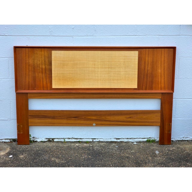 Gorgeous Teak Queen Headboard With Cane Front Accent Panel By Sven Madsen For Falster. Headboard Is Sturdy & In Great...
