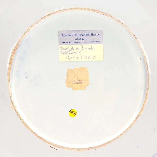 18th Century Pair of Antique English or Irish Delft Pottery Chinoiserie Blue Decorated Plates For Sale - Image 5 of 11