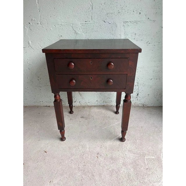 19th Century Victorian Flame Mahogany 2 Drawer Side Table. For Sale - Image 4 of 11