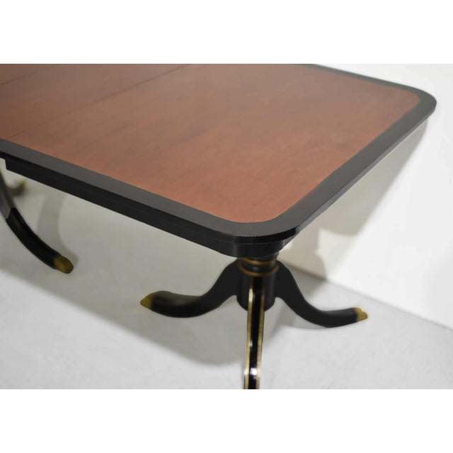 Mid 20th Century Mid Century Black Banded Dining Table With Extensions 95in For Sale - Image 5 of 11