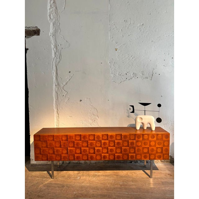 Vintage Teak Marquetry Sideboard, 1960s For Sale - Image 4 of 11