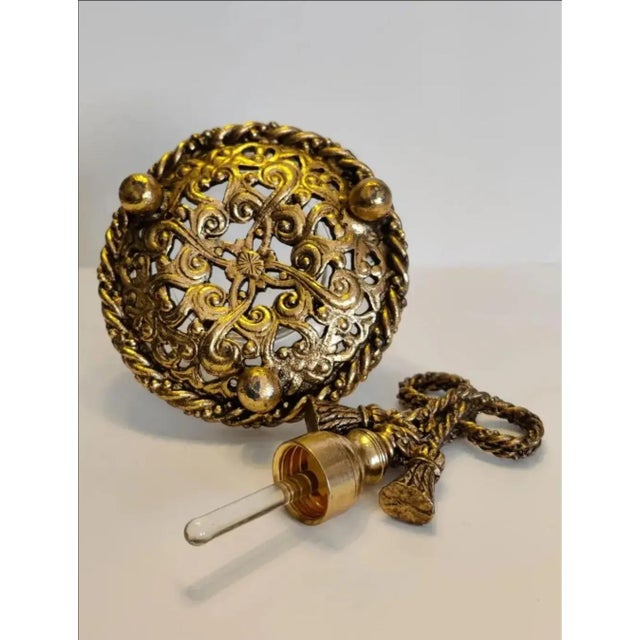 Vintage Hollywood Regency Ormolu Rope Tassel Perfume Bottle For Sale - Image 11 of 12
