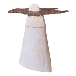 Talisman Side Table #2 in Stoneware and Bronze by Margaux Leycuras For Sale