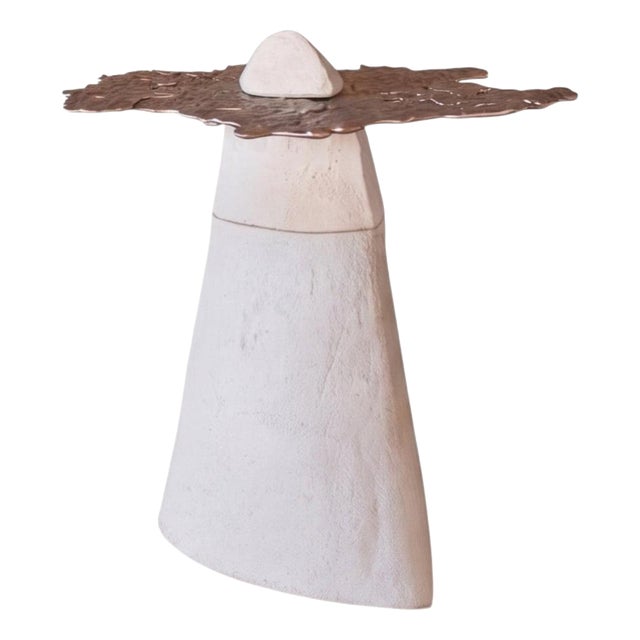 Talisman Side Table #2 in Stoneware and Bronze by Margaux Leycuras For Sale