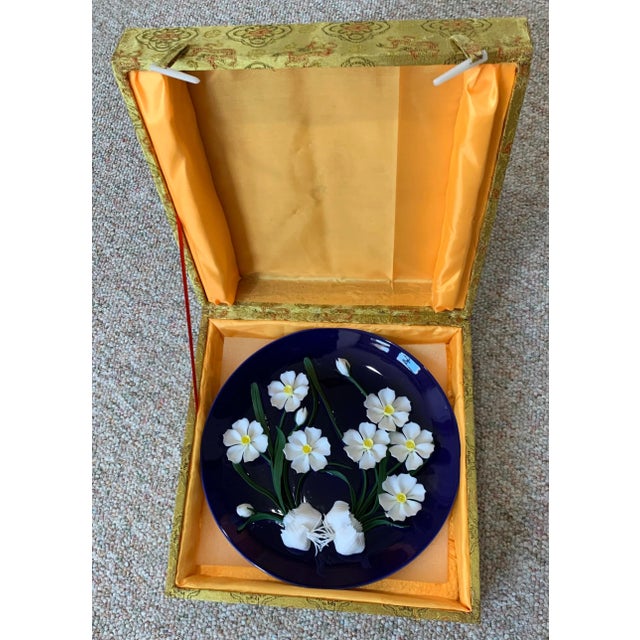 Late 20th Century Vintage Ceramic Flower Plate For Sale - Image 5 of 12