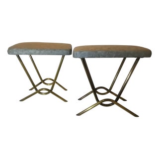 Vintage Brass Stools, Italy, 1950s, Set of 2 For Sale
