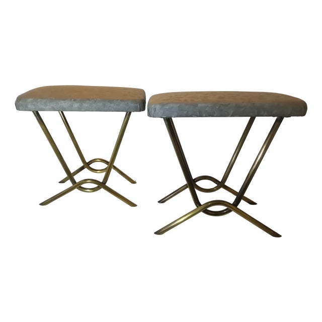Vintage Brass Stools, Italy, 1950s, Set of 2 For Sale