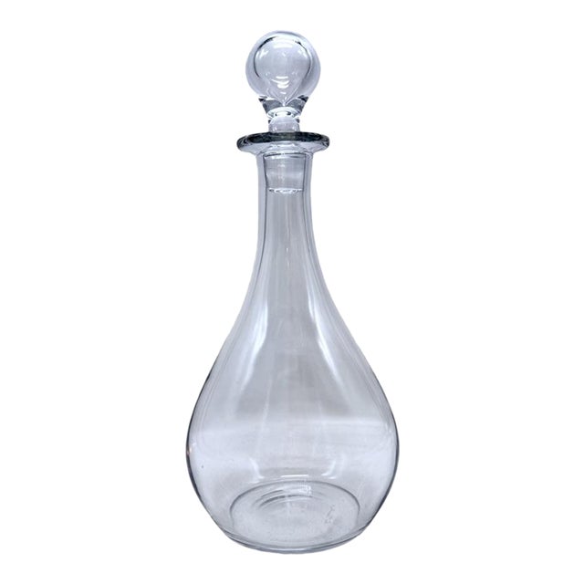 Late 20th Century Val St Lambert Crystal Decanter With Stopper Elegant Handcrafted Clear Glass For Sale