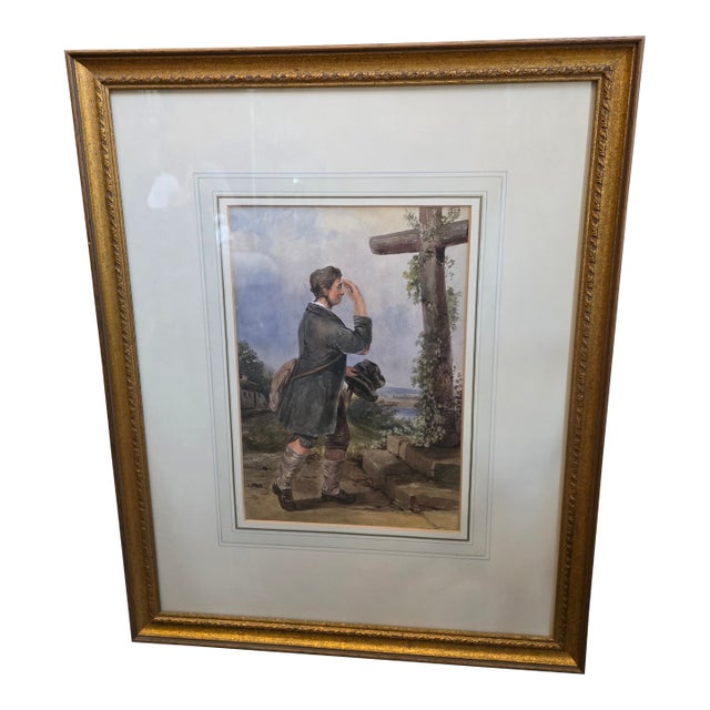 19th C Watercolor Painting by Henry Valter For Sale