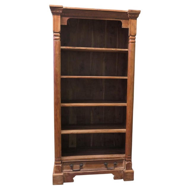 Brown Tall Open Front Bookcase with Drawer, 1960 For Sale - Image 8 of 8