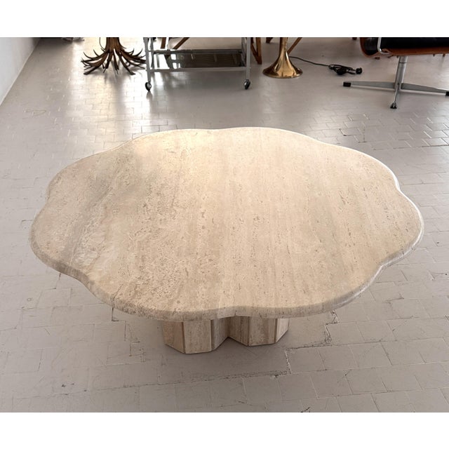 Cream Hand-Crafted Travertine Coffee Table, Italy, 1970s For Sale - Image 8 of 18