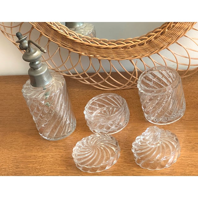 Glass Crystal Topper Bottles with Bamboo Twist Pattern from Baccarat, France, 1910s, Set of 8 For Sale - Image 7 of 13
