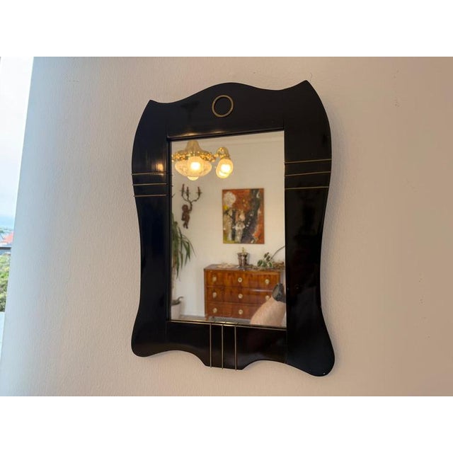 Contemporary Antique Art Nouveau Walnut Veneered Wall Mirror, 1890s For Sale - Image 3 of 9