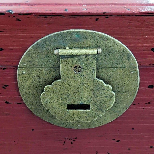 Asian Storage Trunk With Brass Hardware For Sale - Image 10 of 11