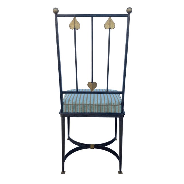 Mid-Century Modern Mid-Century Iron Side Chairs With Rose Tarlow Striped Velvet Fabric For Sale - Image 3 of 16