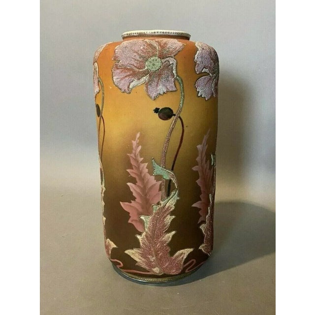 Antique Nippon Coralene Floral Decorated Porcelain Vase, Circa 1900 For Sale - Image 4 of 11
