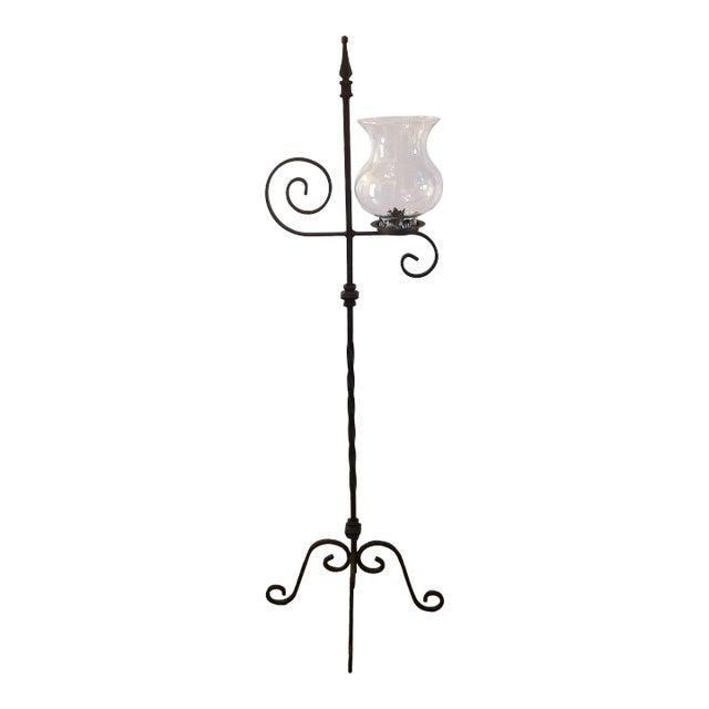 Late 20th Century Wrought Iron Candle Stand For Sale