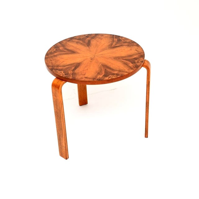 A stunning vintage Alvar Aalto style bentwood side table / stool. This was likely made in Finland by Finmar, it dates from...