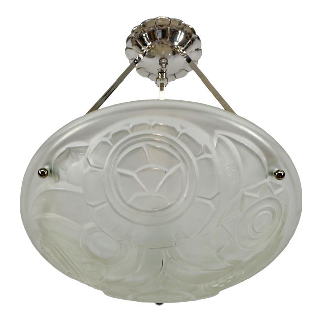 French Art Deco Pendant Light by l'Elf & Degue 1930 France For Sale