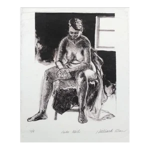 1970s Hilliard Dean Female Nude Lithograph