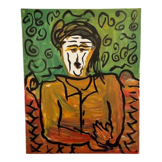 Large Abstract Portrait Acrylic Painting Mattis Feels For Sale