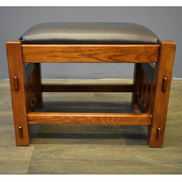 Mission Wide Spindles Mission Oak Foot Stool For Sale - Image 3 of 5