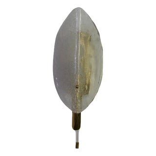 Brass and Ice Glass Wall Lamp attributed to Kalmar Franken, Austria, 1960s For Sale
