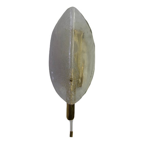 Brass and Ice Glass Wall Lamp attributed to Kalmar Franken, Austria, 1960s For Sale